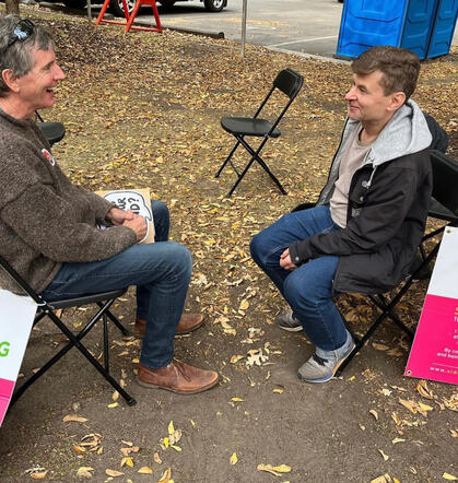 Listening in Olympic Plaza